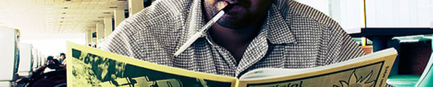 Man reading race program